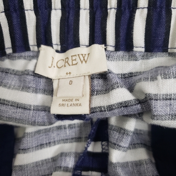 J. Crew pull on short elastic waist linen blend white black navy size 0 - Picture 5 of 6